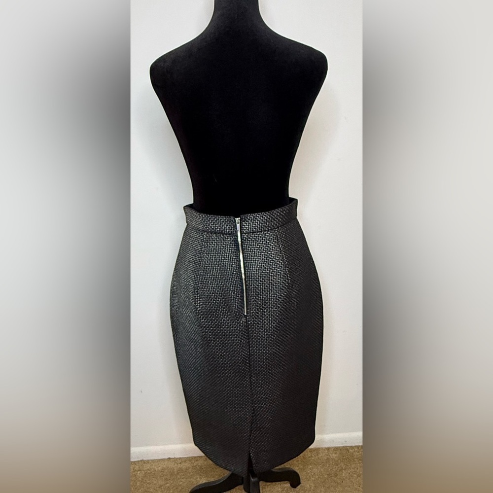 Banana Republic Dark Gray preppy Tweed Look pencil skirt lined zipper back 2 EC - Picture 7 of 10